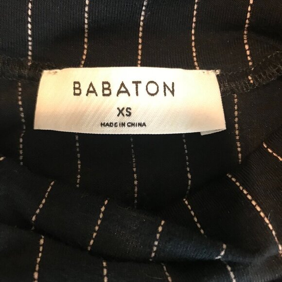 Aritzia Babaton Seaton Black & White Striped Cropped Turtleneck Size XS - Picture 6 of 7